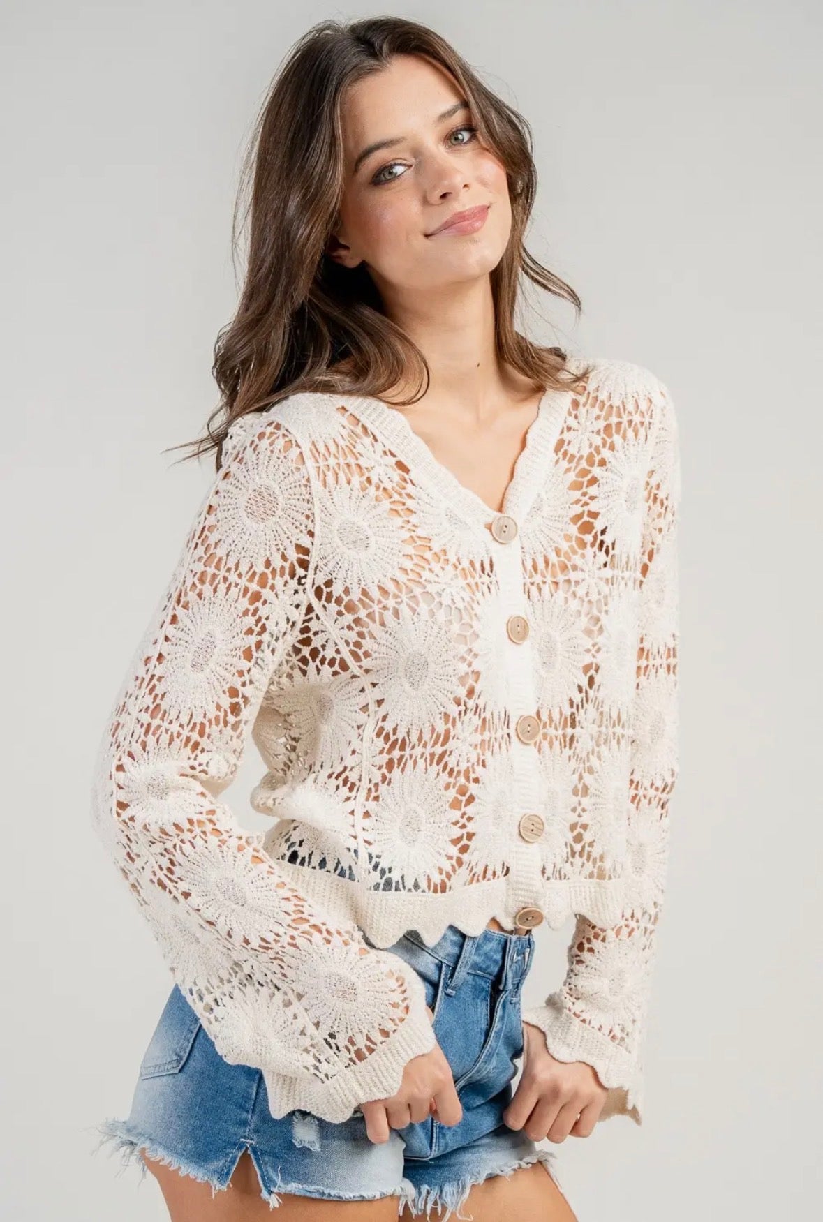 Crochet open front cardigan
