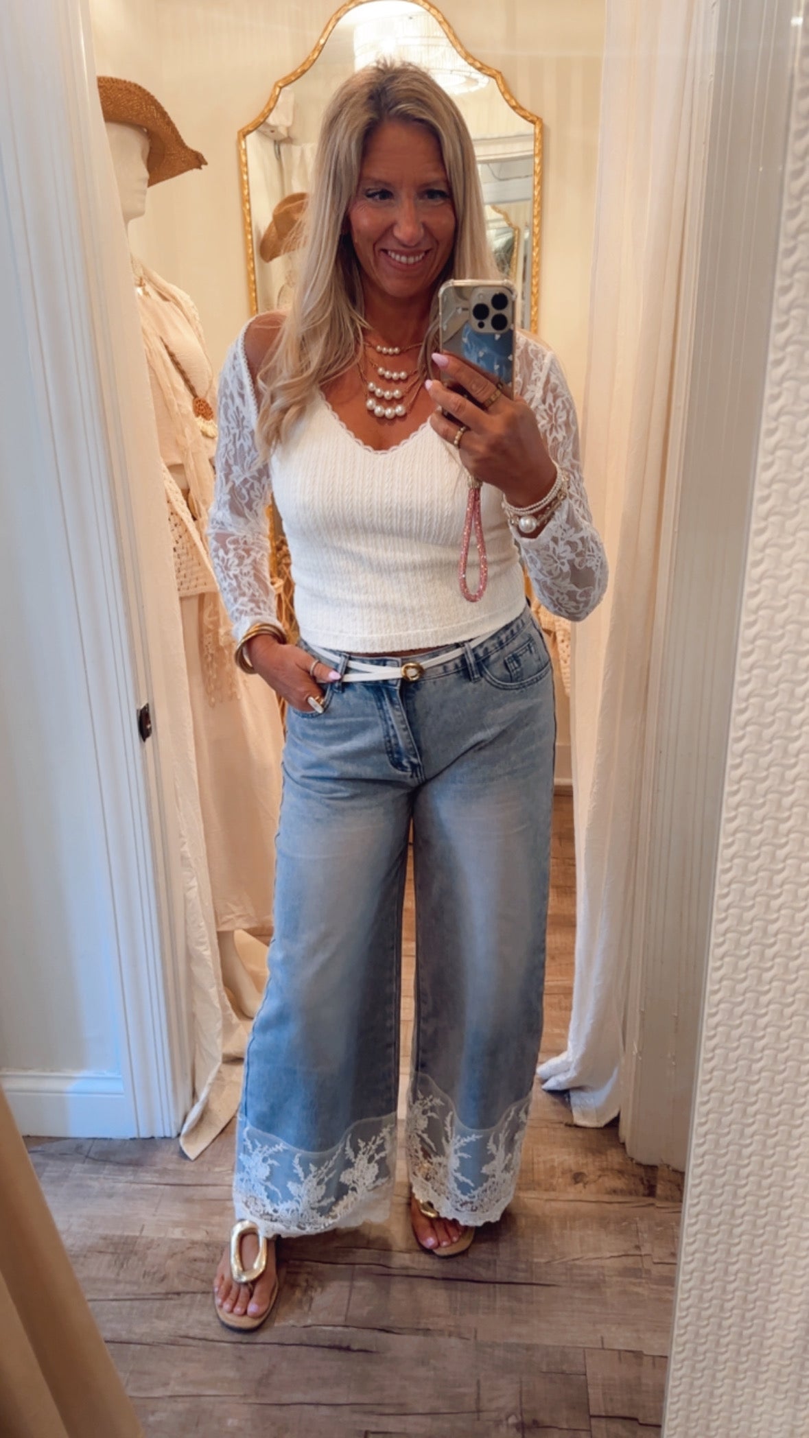 Lace Wide Leg Denim