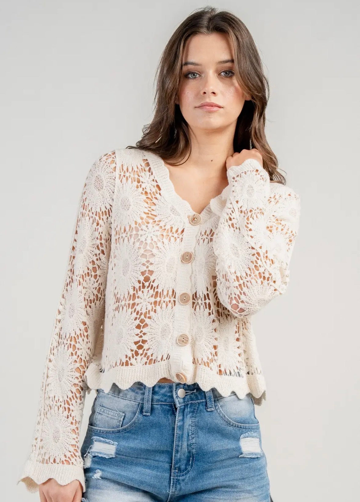 Crochet open front cardigan