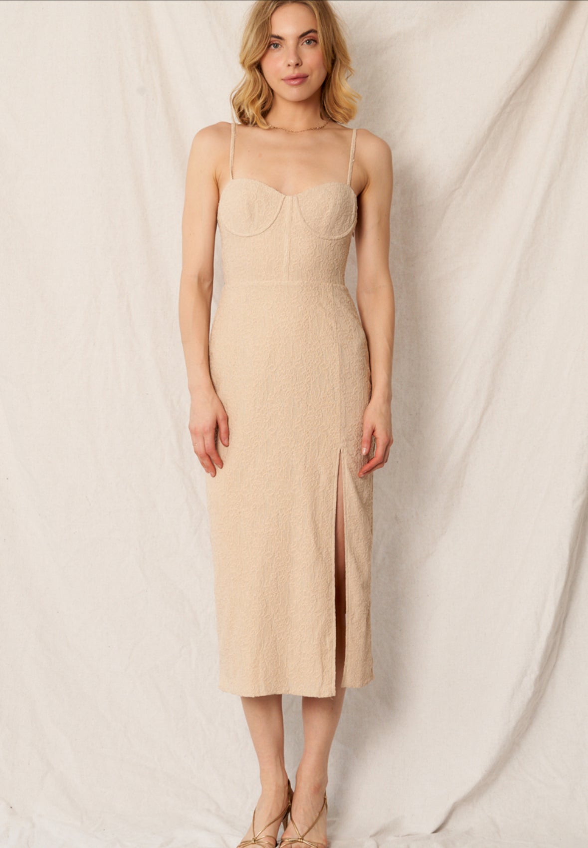 Bustier Lace Up Back Midi Dress