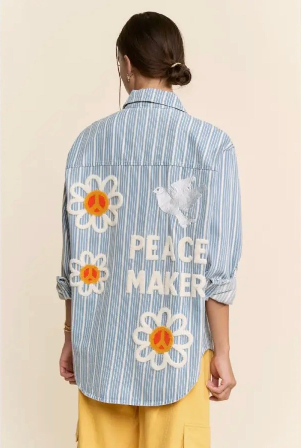 Peacemaker Striped Denim Button Up