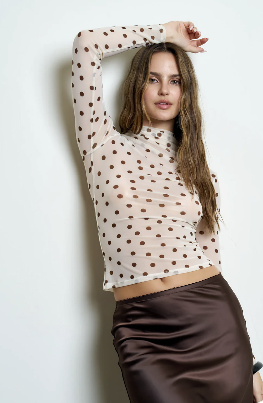 Polka Dot Mesh Top