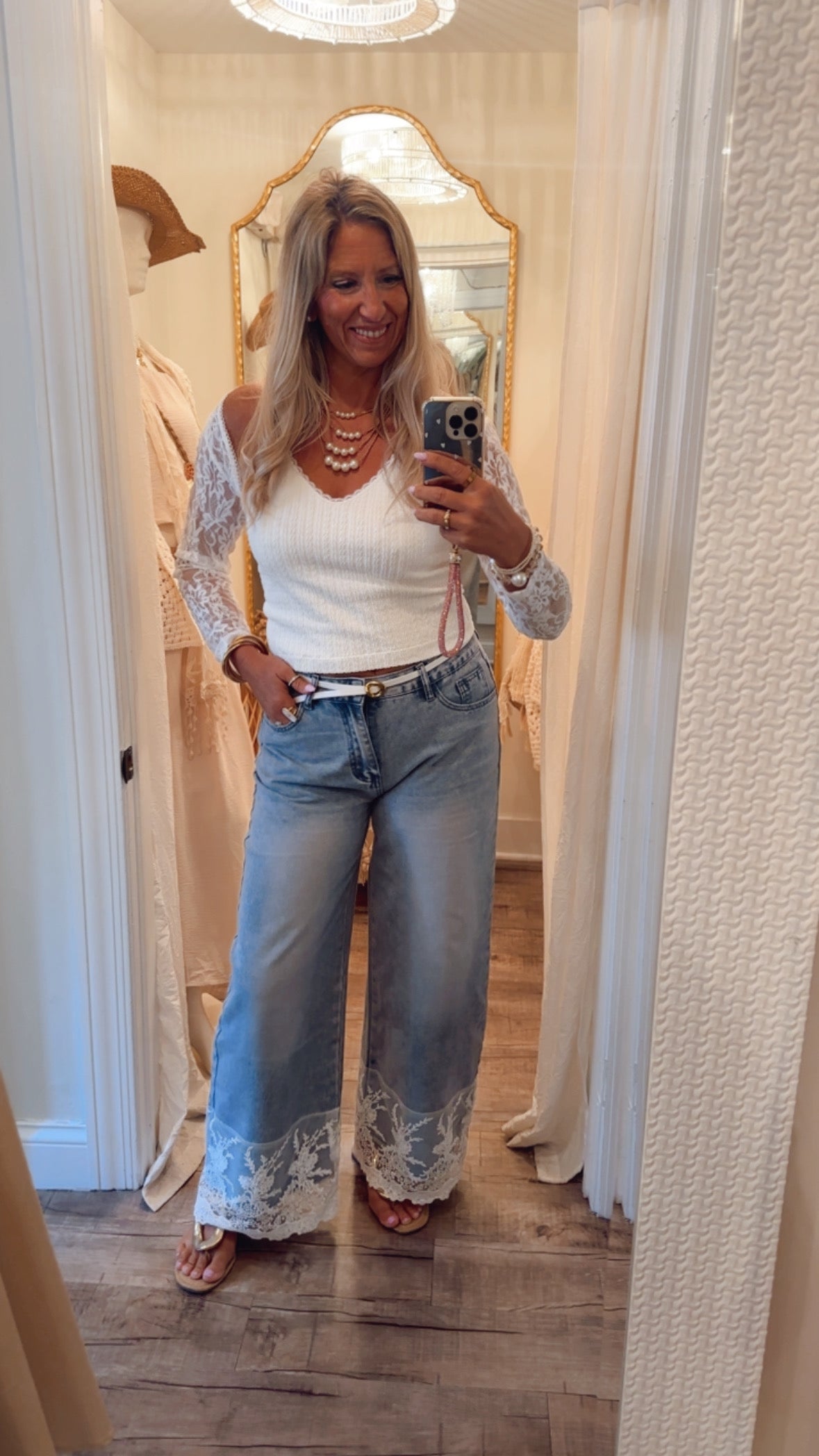Lace Wide Leg Denim