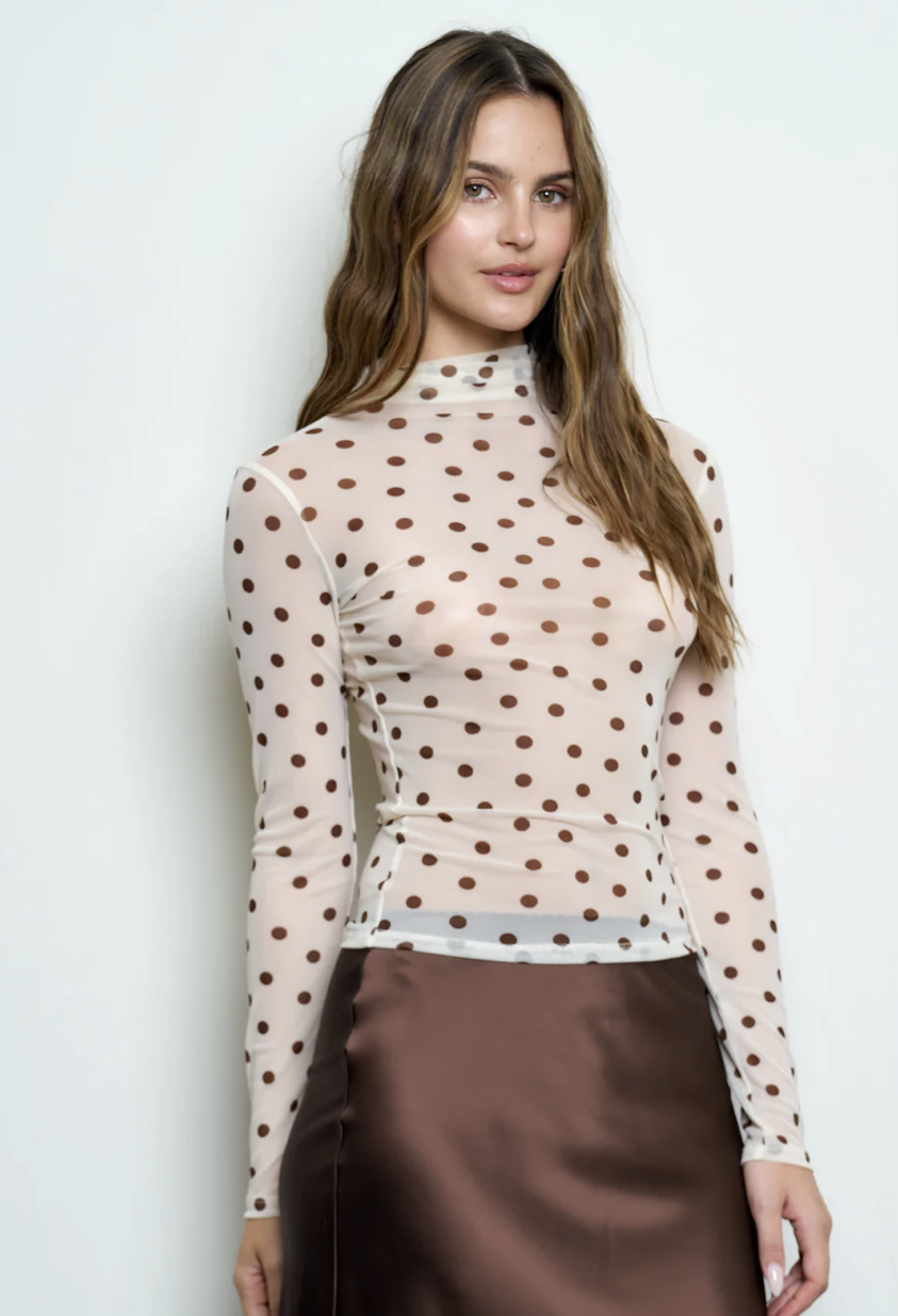 Polka Dot Mesh Top