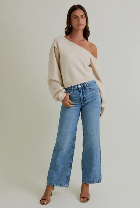 Asymmetrical Shoulder Sweater Top