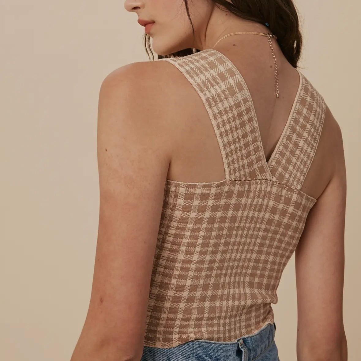 Penny Plaid Cropped Stretch Tank