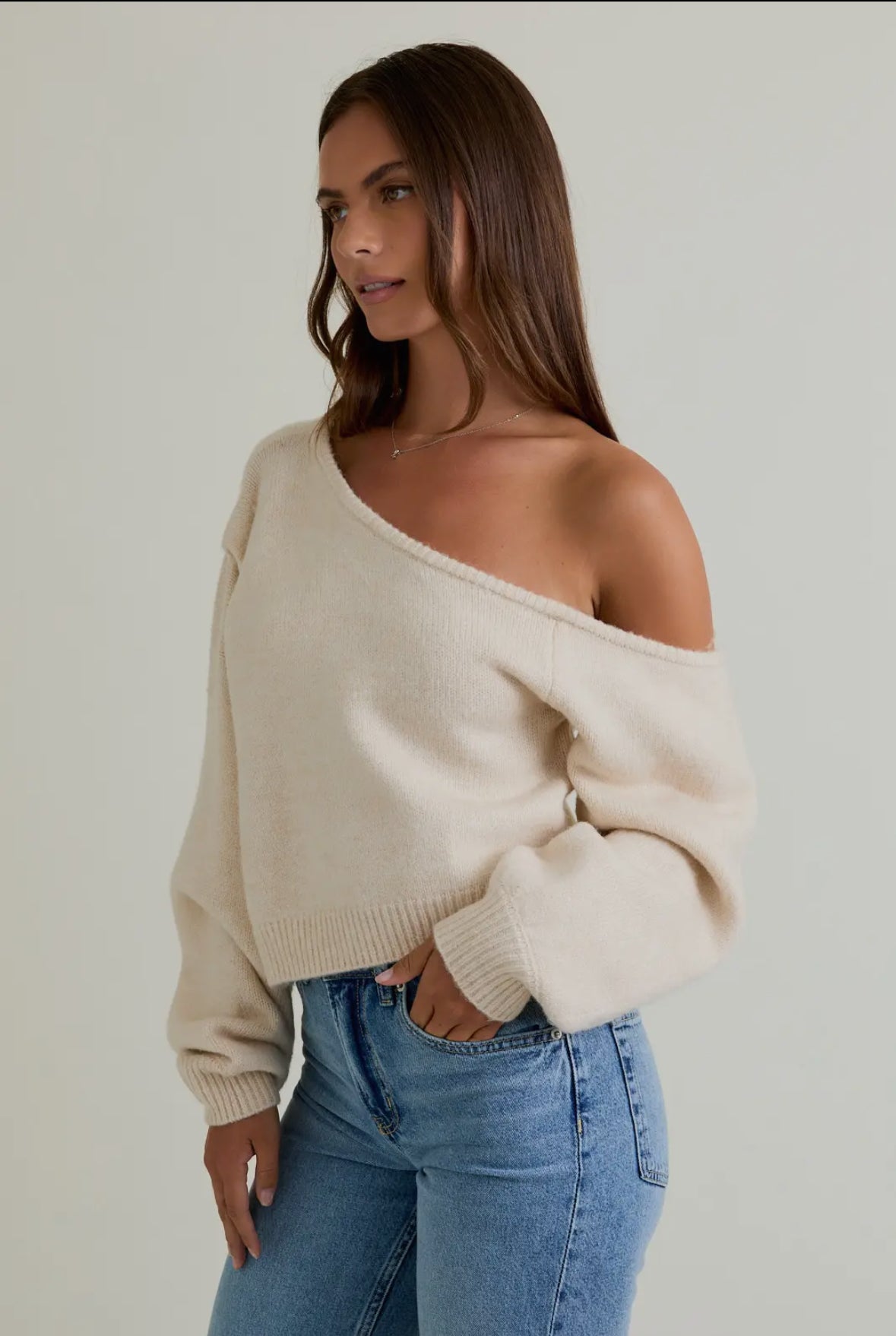 Asymmetrical Shoulder Sweater Top