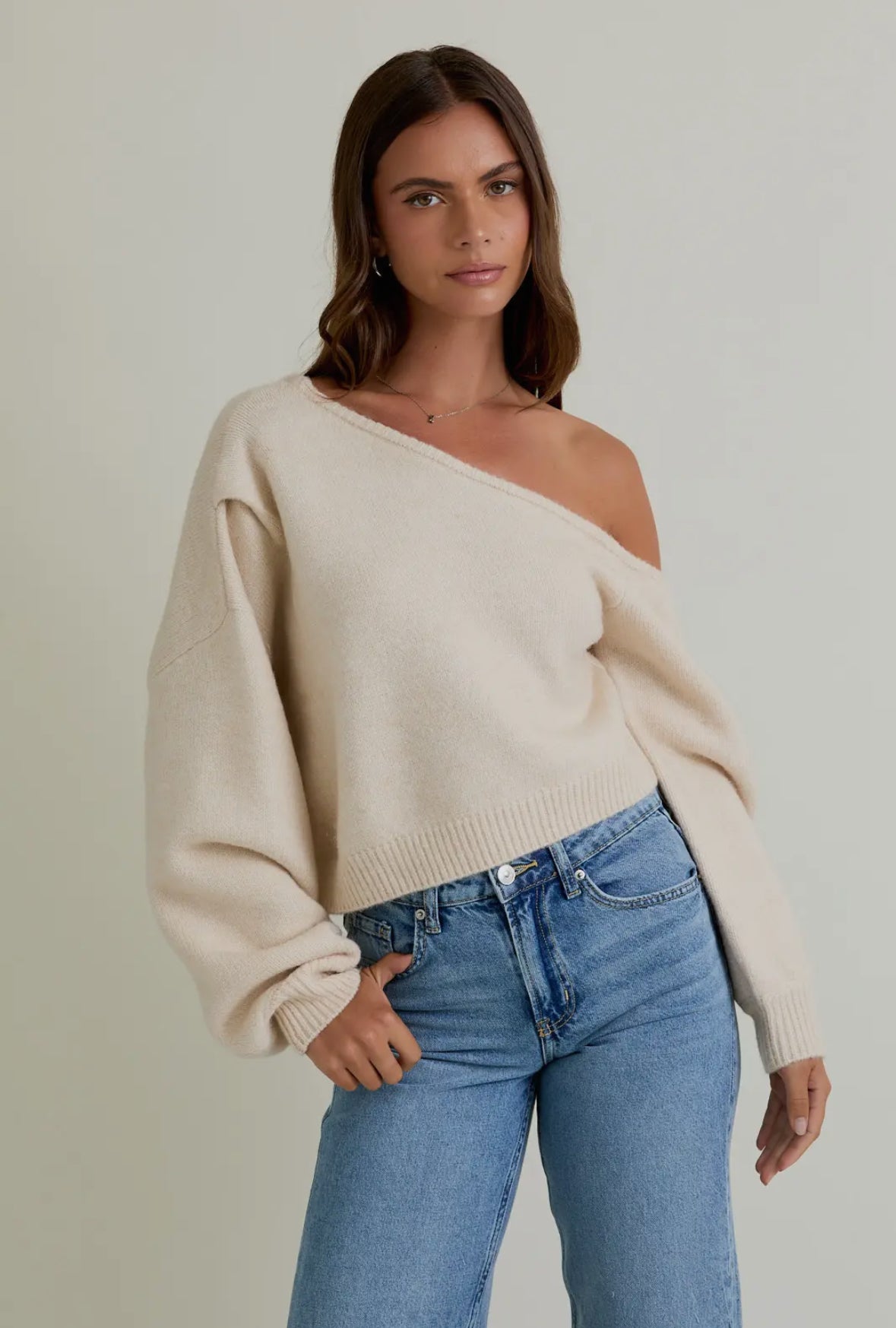 Asymmetrical Shoulder Sweater Top