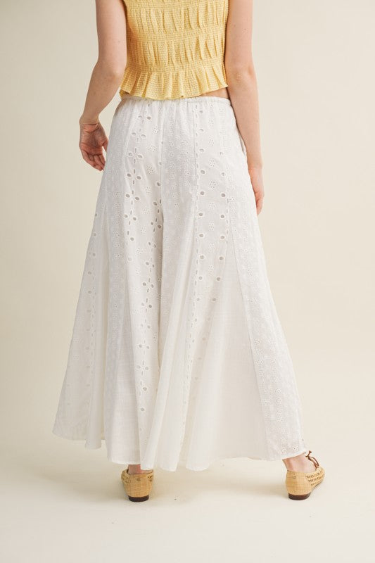 Flare Eyelet Cotton Pants