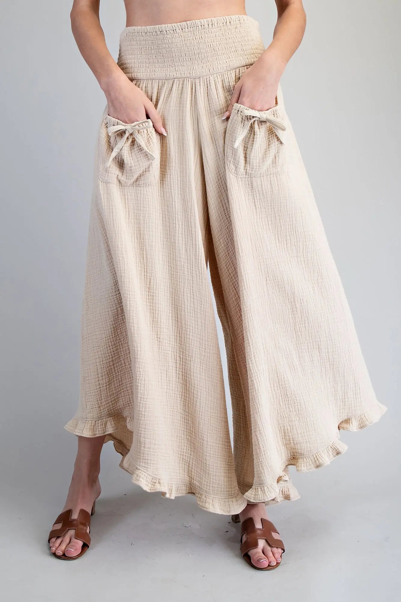 Mineral Washed 100% Cotton Gauze Pants
