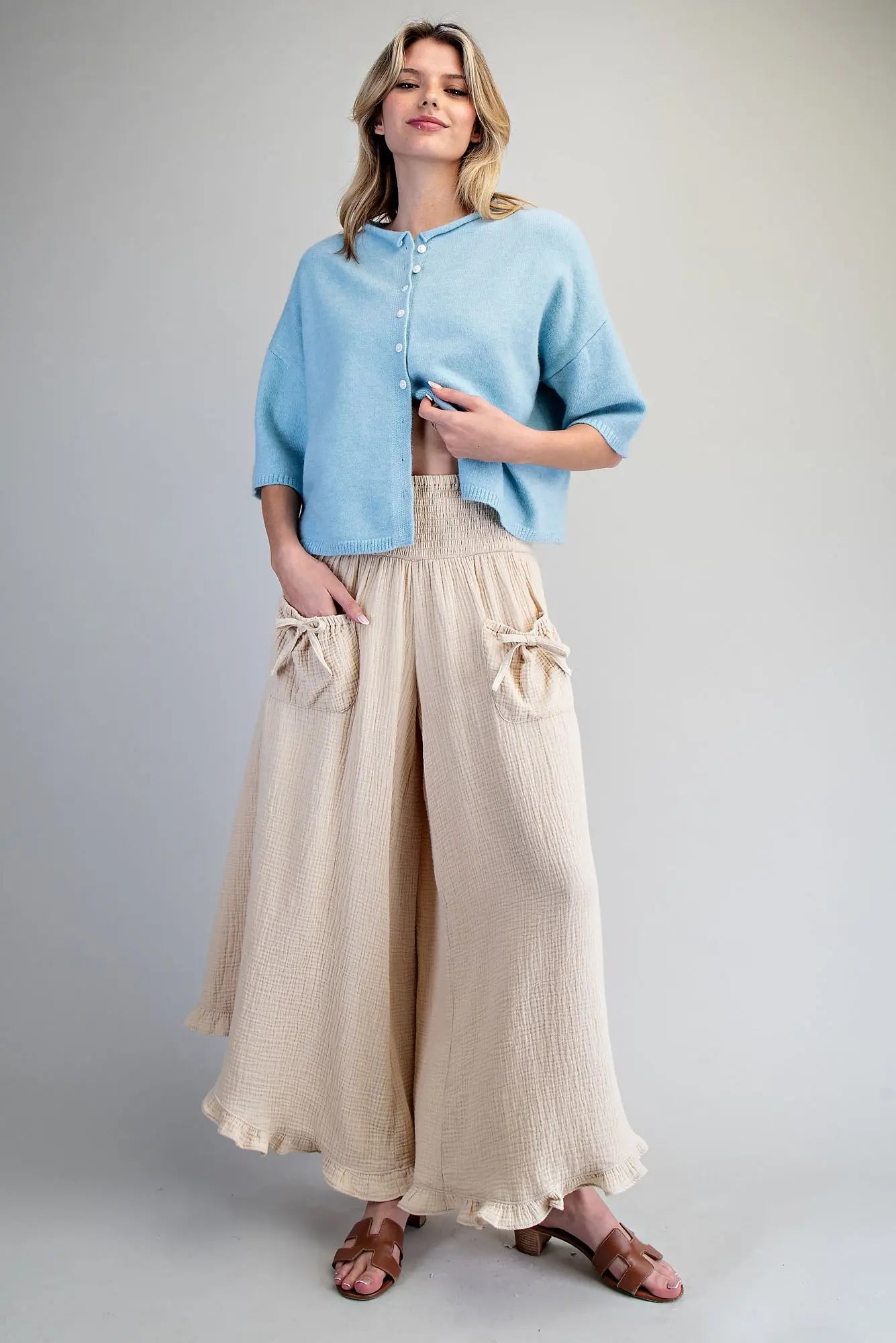 Mineral Washed 100% Cotton Gauze Pants