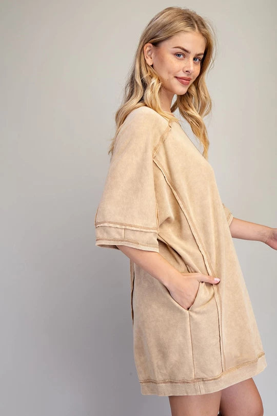 Mineral Washed Sweatshirt Dress
