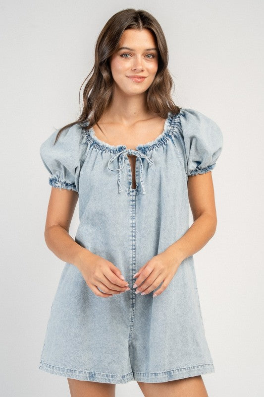 BOXY SHIFT ROMPER W/ FRINGE DETAIL