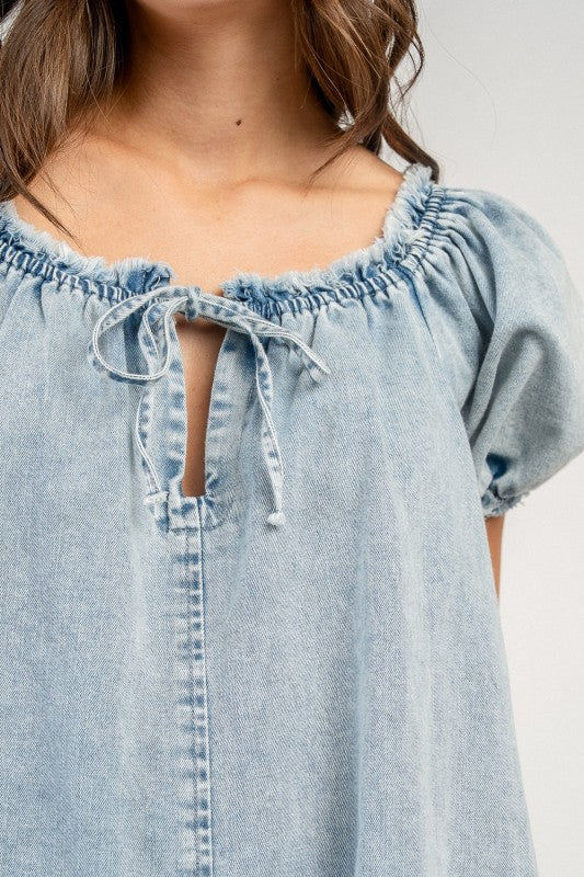 BOXY SHIFT ROMPER W/ FRINGE DETAIL