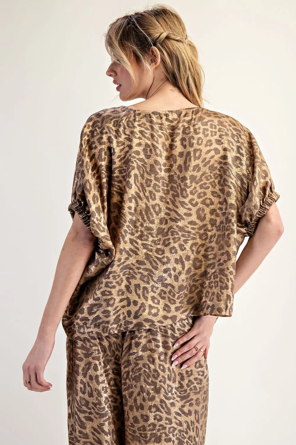 Metallic Leopard Printed Blouse Top