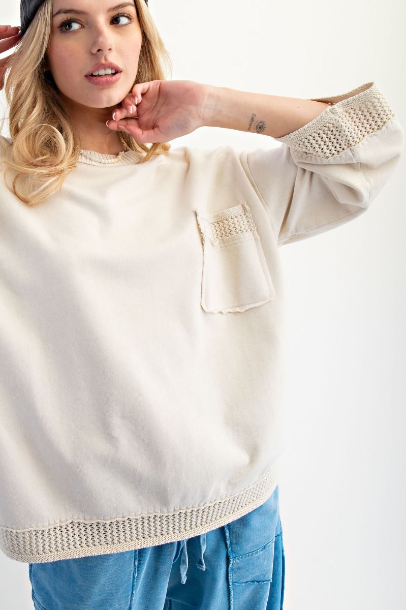 100% COTTON MINERAL WASHED BOXY PULLOVER