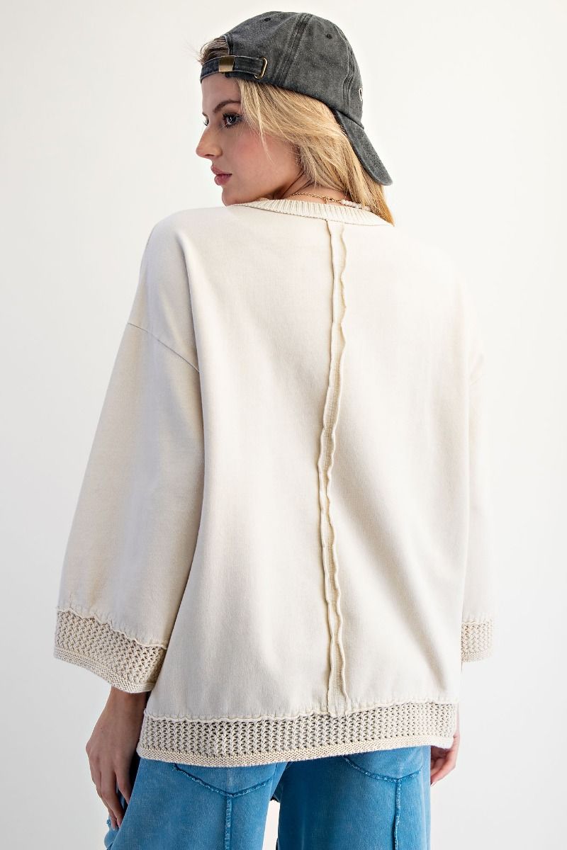 100% COTTON MINERAL WASHED BOXY PULLOVER