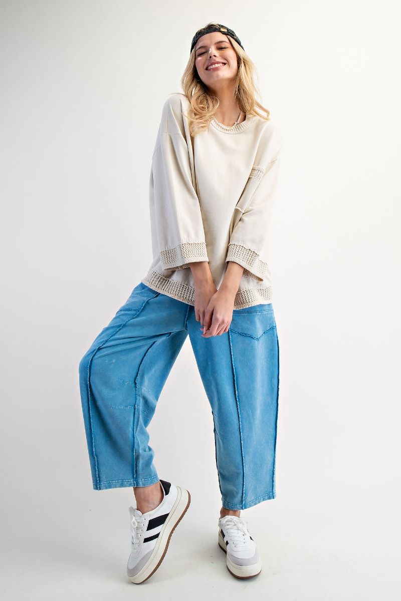 100% COTTON MINERAL WASHED BOXY PULLOVER