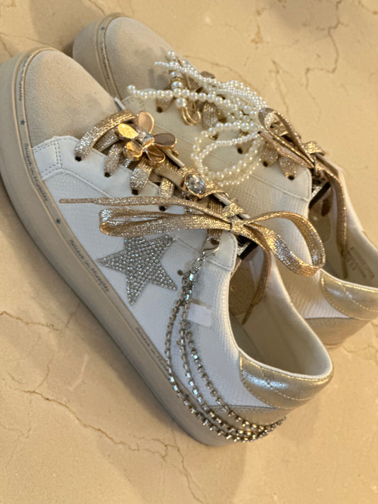 Believe in Miracles Lace-up Snake Print Suede Star Sneakers