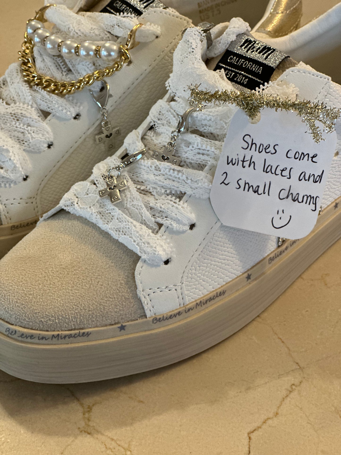 Believe in Miracles Lace-up Snake Print Suede Star Sneakers