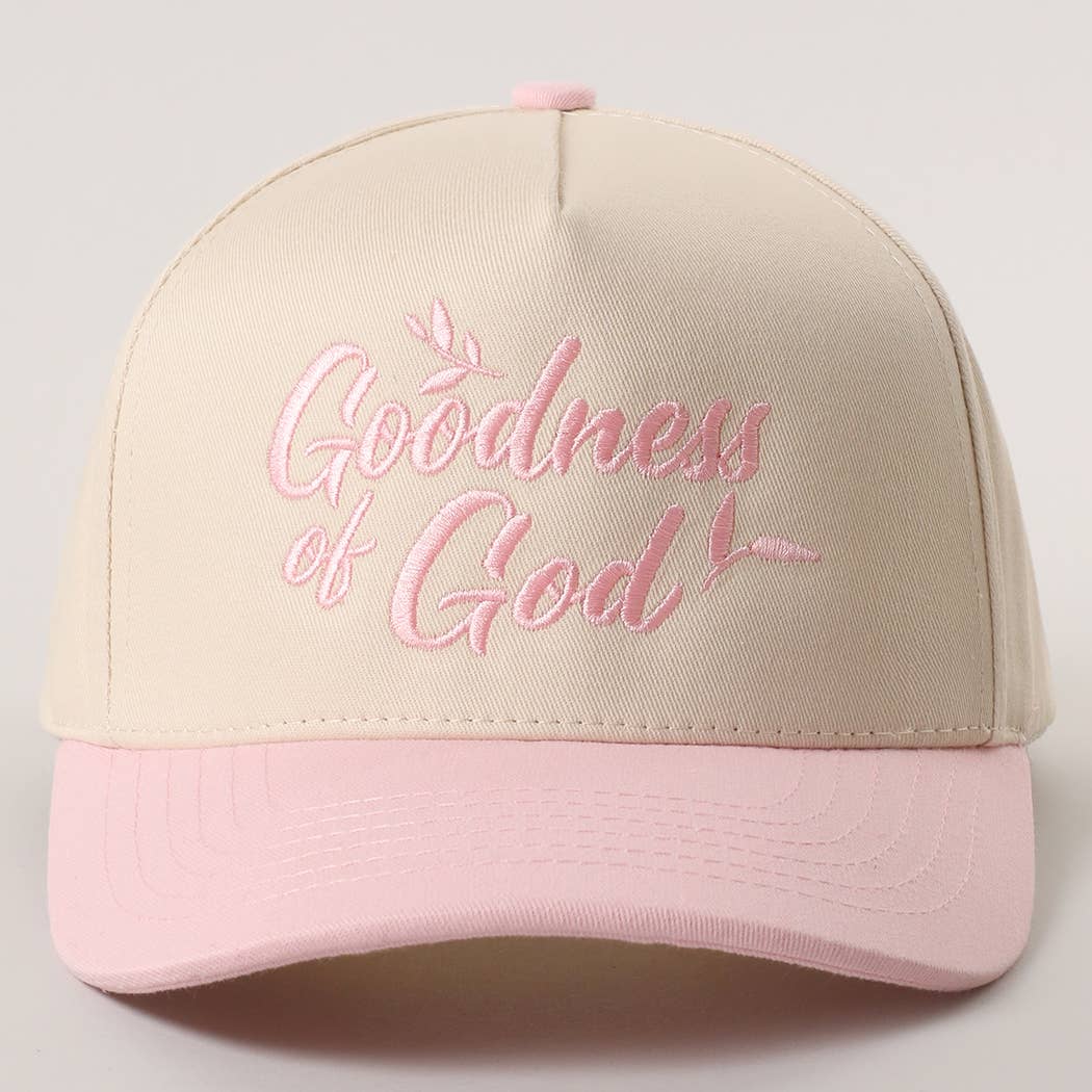 Light Pink Goodness of God Embroidered Two-Tone Trucker Hat