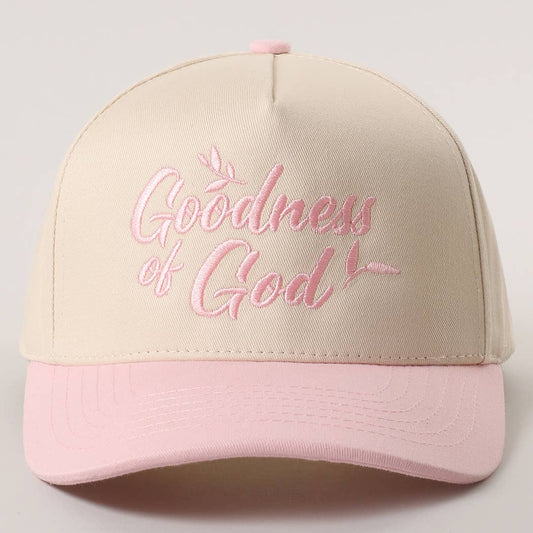 Light Pink Goodness of God Embroidered Two-Tone Trucker Hat