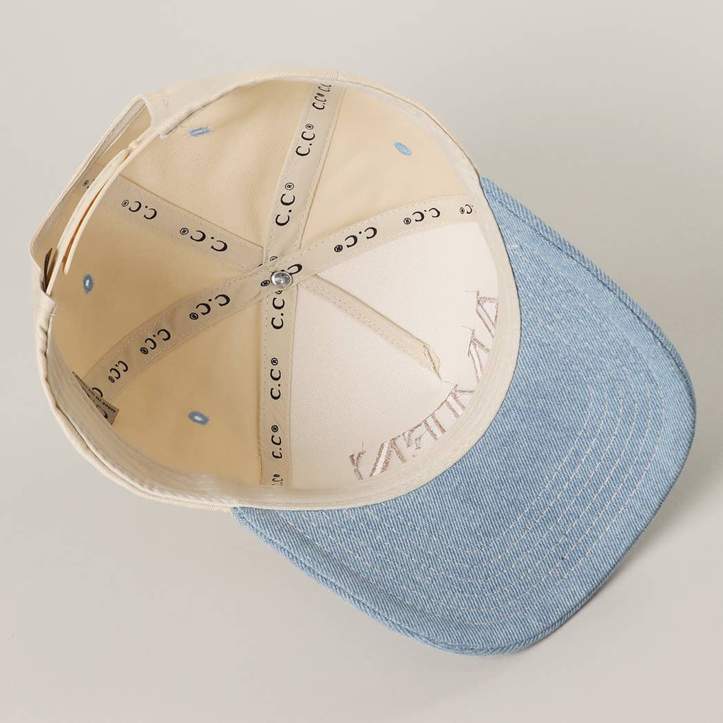 AMEN Embroidery Two-Tone Trucker Hat: LIGHT DENIM