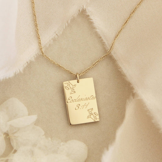 Ecclesiastes 3:11 Necklace, He Has Made Everything Beautiful: Yellow Gold