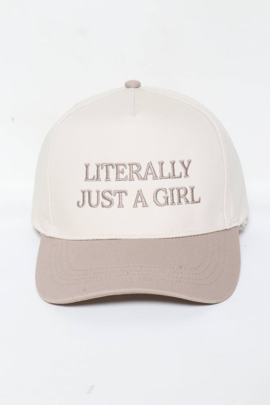 LITERALLY JUST A GIRL Embroidery Two Tone Baseball Cap