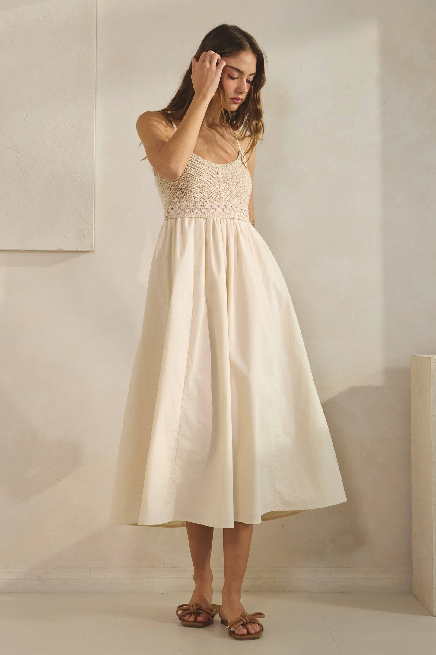 Haze Crochet Knit Contrast Midi Dress