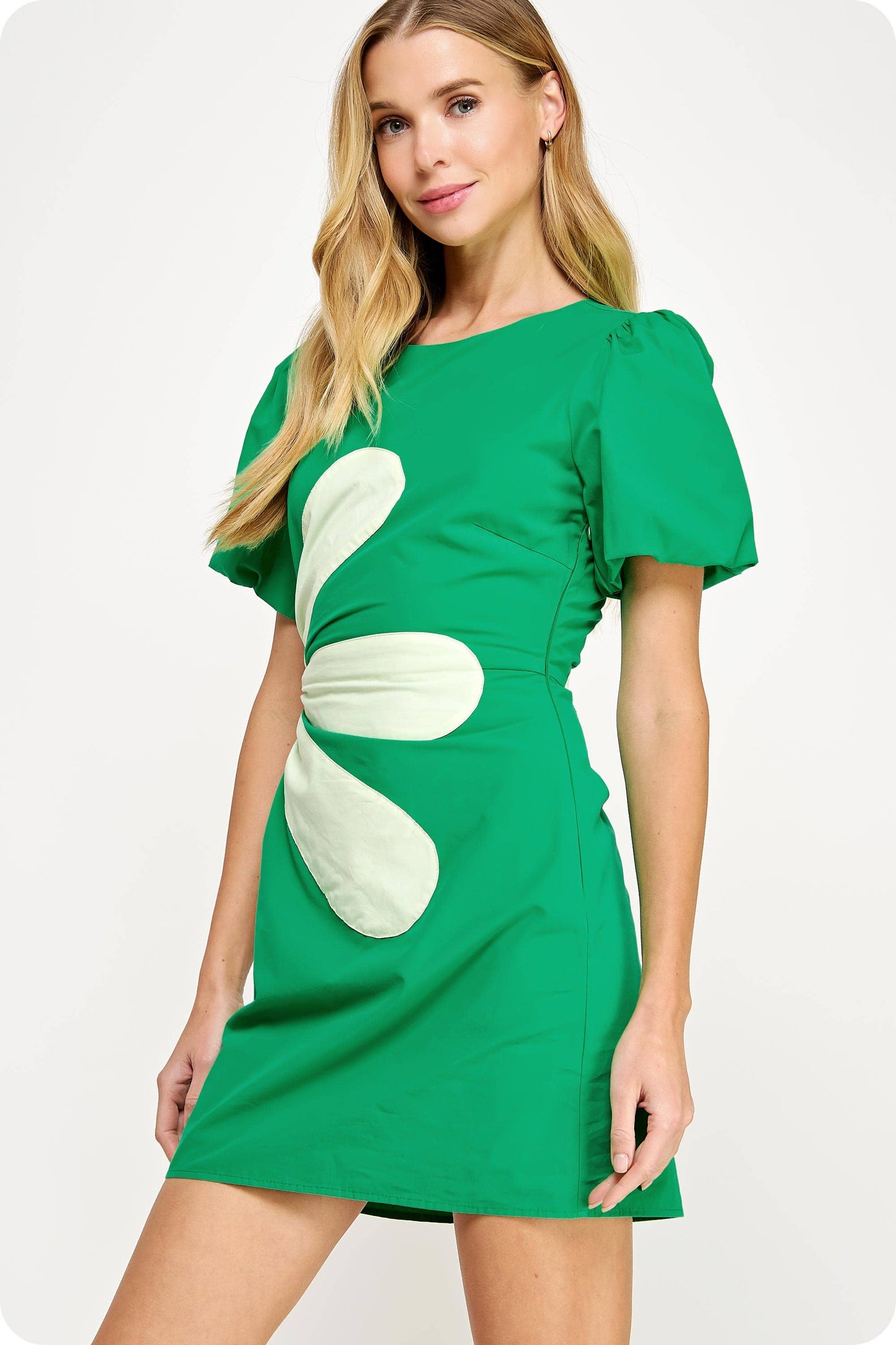Side Cut-Out Flower Detail Mini Dress