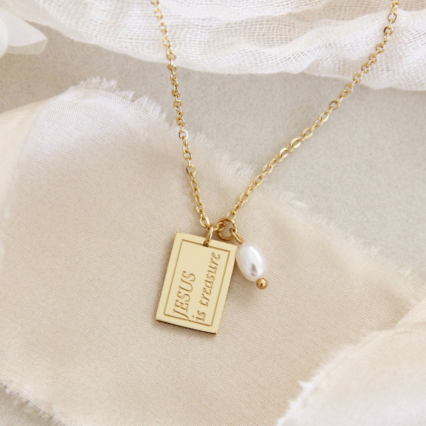 Jesus is Treasure Necklace, Matthew 13:45-46: Yellow Gold