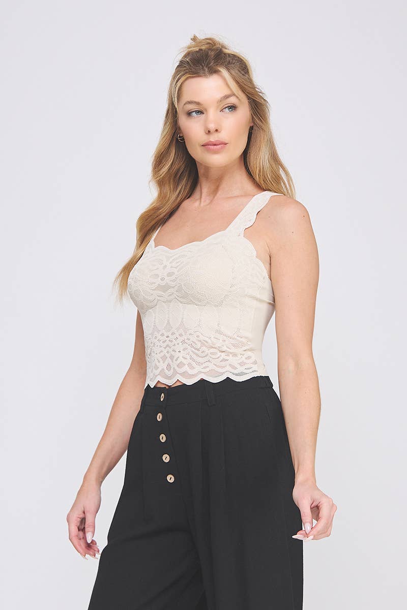 Lovely Scallop Laced Bralette- One Size