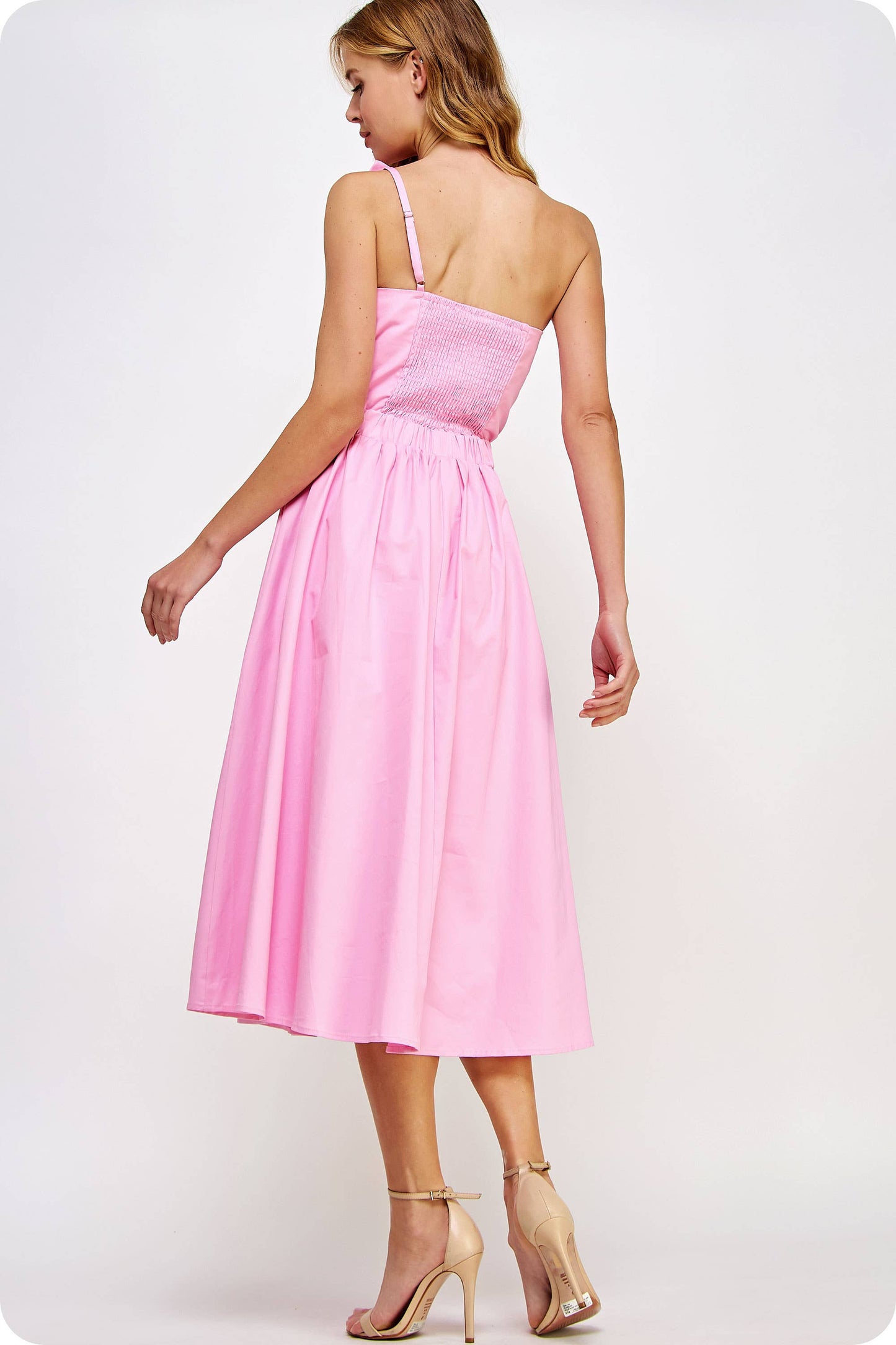 Knotted Flower Bow Midi Dress: Ecru