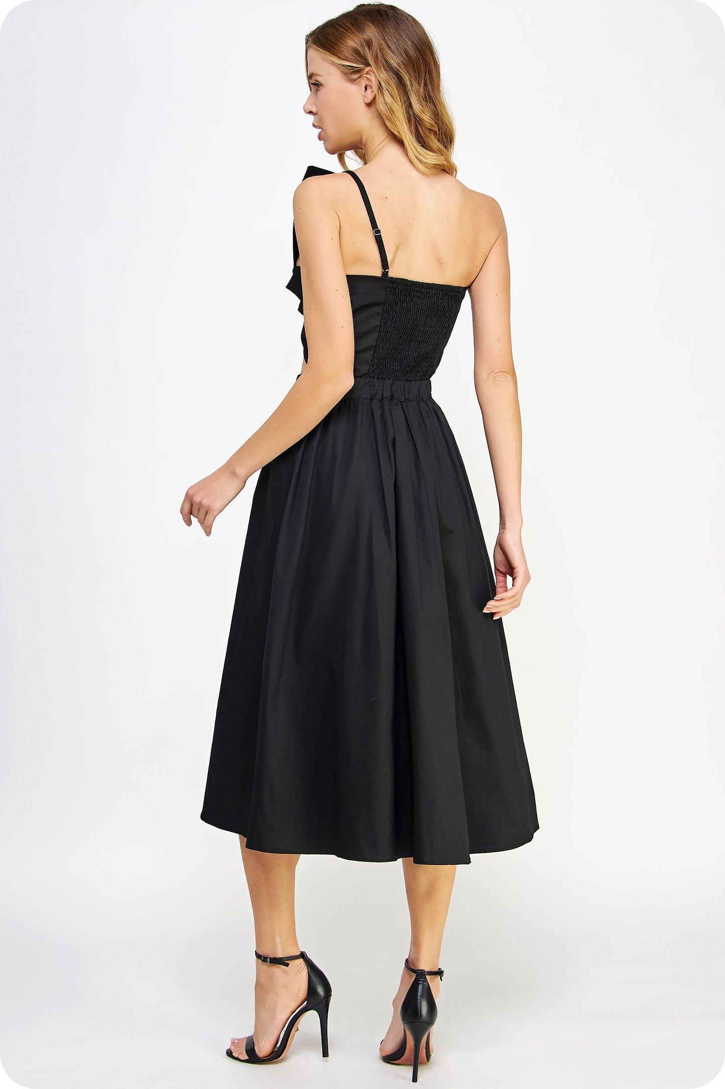 Knotted Flower Bow Midi Dress: Ecru