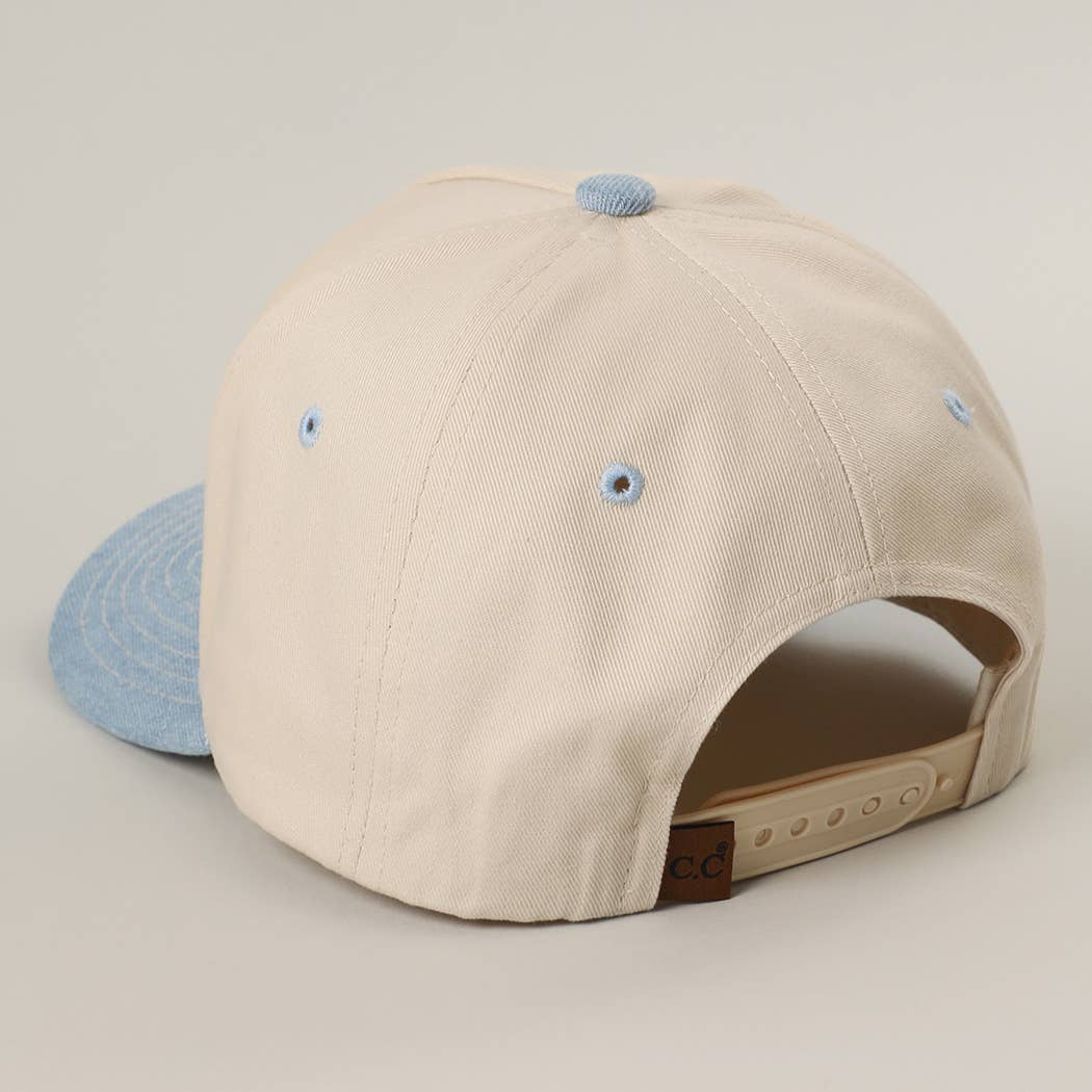 AMEN Embroidery Two-Tone Trucker Hat: LIGHT DENIM