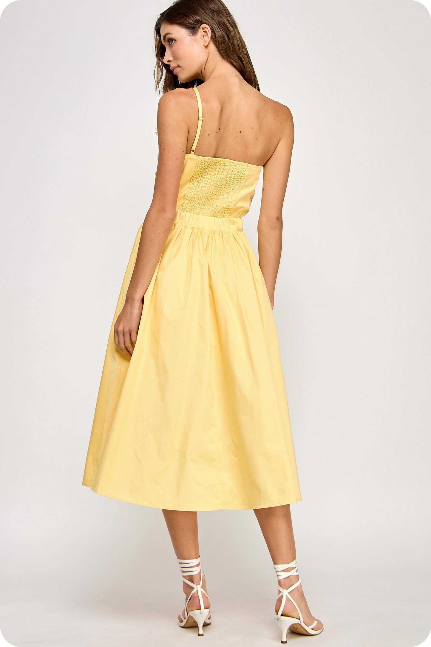 Knotted Flower Bow Midi Dress: Ecru
