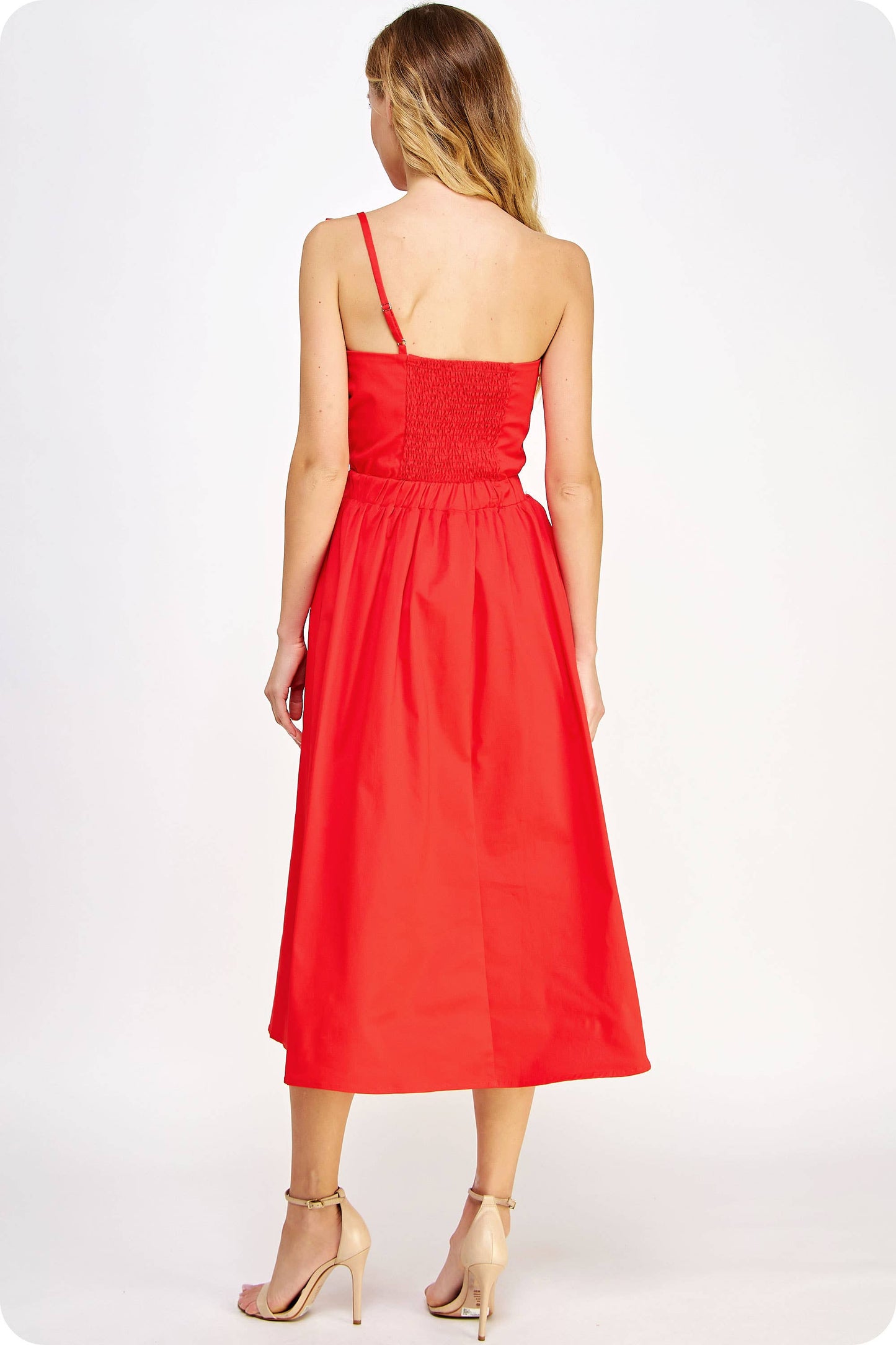 Knotted Flower Bow Midi Dress: Ecru