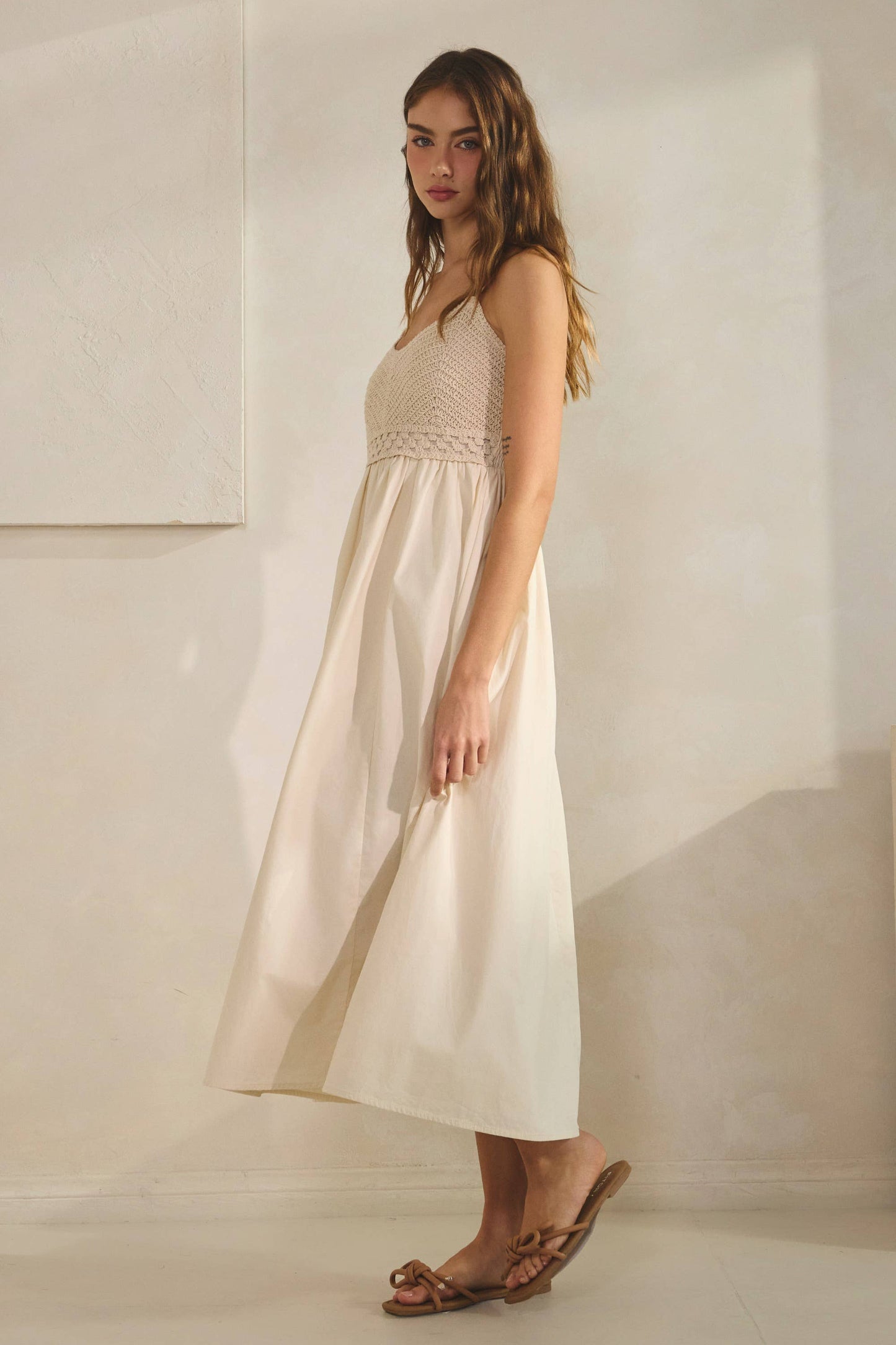 Haze Crochet Knit Contrast Midi Dress
