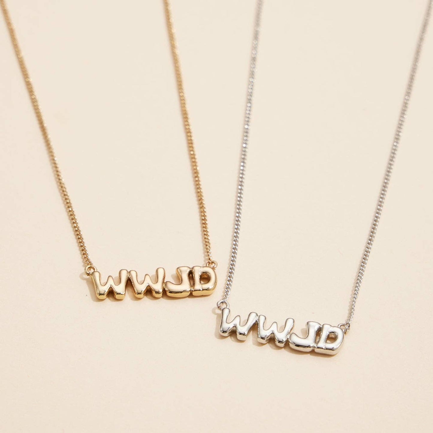 WWJD What Would Jesus Do 18K Gold Necklace: White Gold