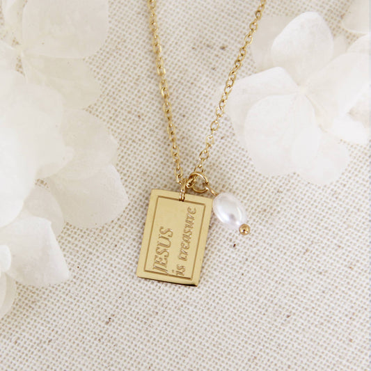 Jesus is Treasure Necklace, Matthew 13:45-46: Yellow Gold