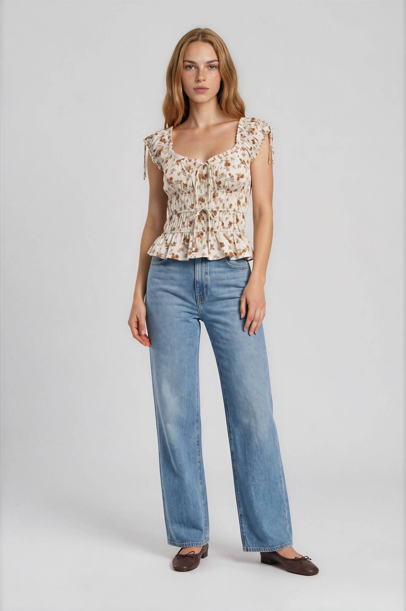 Autumn Meadow Floral RuffledTop