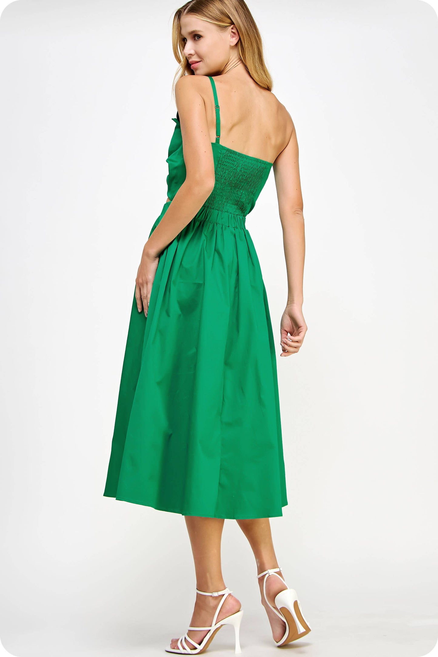 Knotted Flower Bow Midi Dress: Ecru