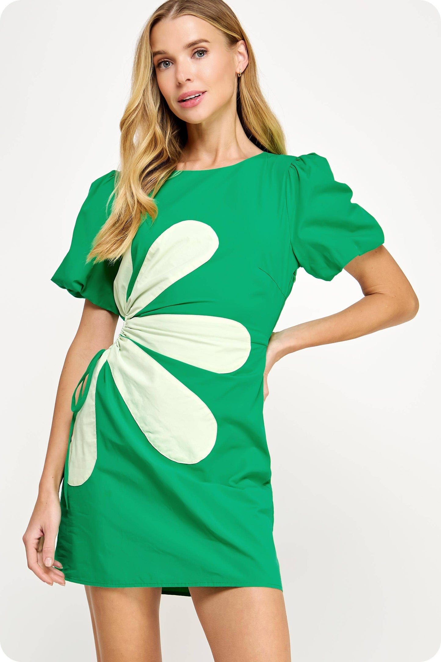 Side Cut-Out Flower Detail Mini Dress
